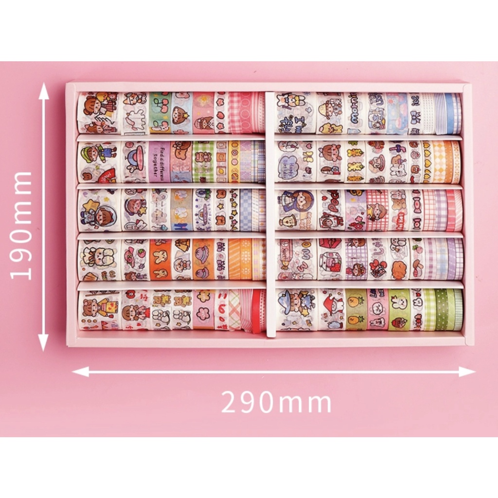 [Sẵn] Set 10 cuộn băng dính washi tape trang trí sổ cute