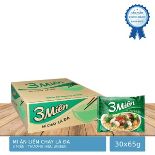 Thùng 30 gói mì ăn liền chay - mì 3 miền chay lá đa 65g