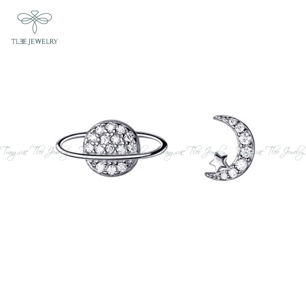 Khuyên tai bạc nữ TLEE Galaxy mini nạm đá xinh xắn NCJ B0157