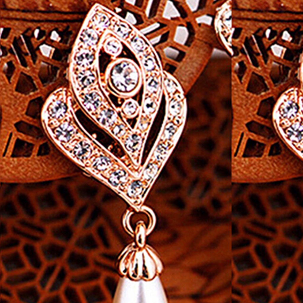 Khuyên tai hình giọt nước đính đá và ngọc trai giả thanh lịch dành cho nữ