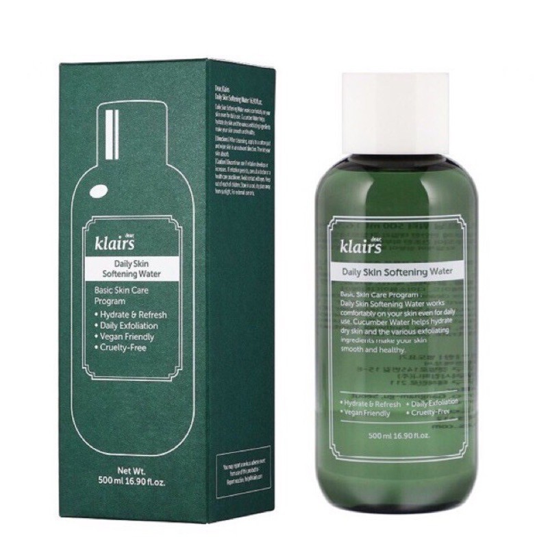 Nước Hoa Hồng Klairs Daily Skin Softening Water Toner 500ml