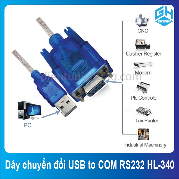 Dây cáp chuyển đổi USB to COM RS232 HL-340 các loại 80cm ,150cm Female,Male