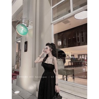 G8- đầm xoè 2 dây đen và nude