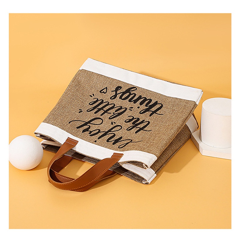 Túi tote Xách Tay / Đeo Vai Bằng Vải Lanh Cotton Phong Cách Âu Mỹ Mới Gylb428