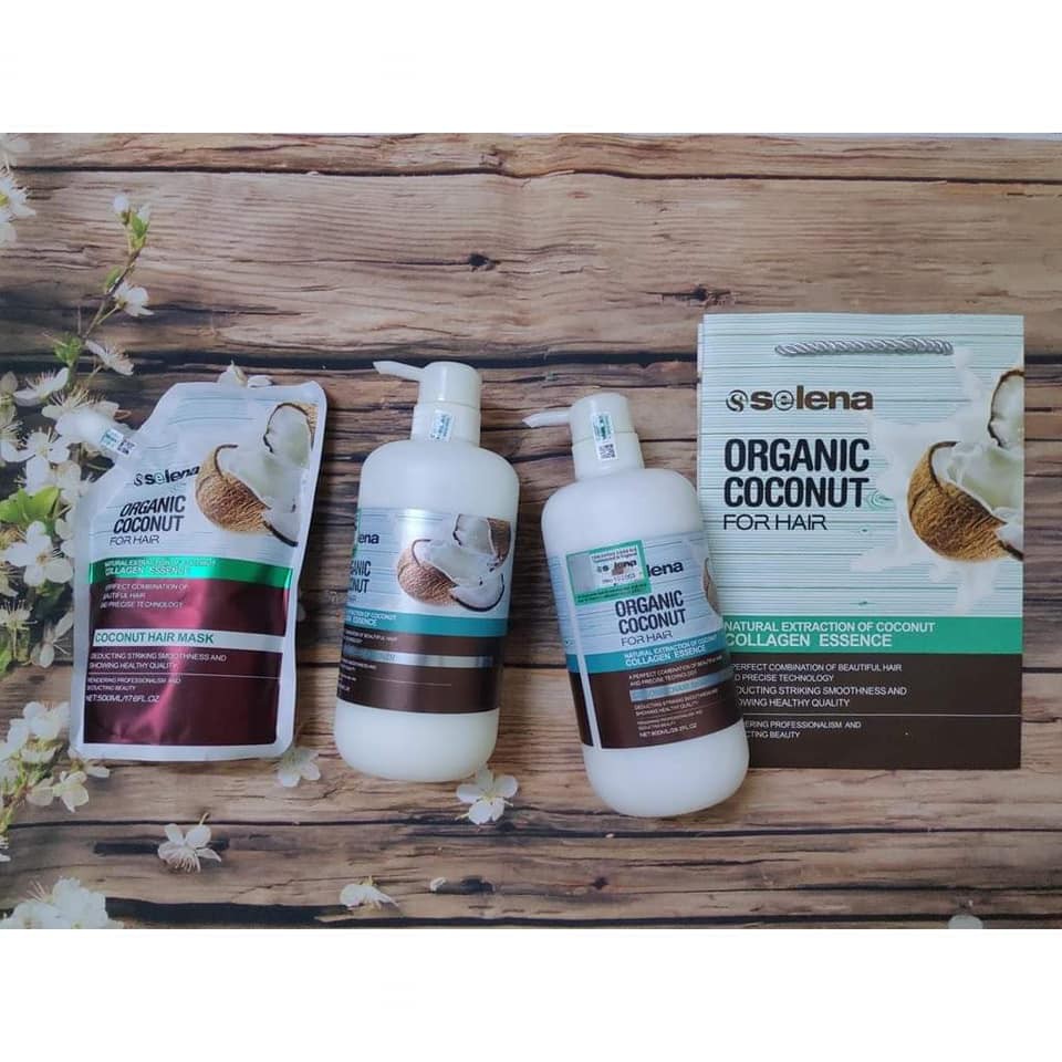 BỘ DẦU GỘI + XẢ + HẤP DỪA ORGANIC COCONUT 800ml*2