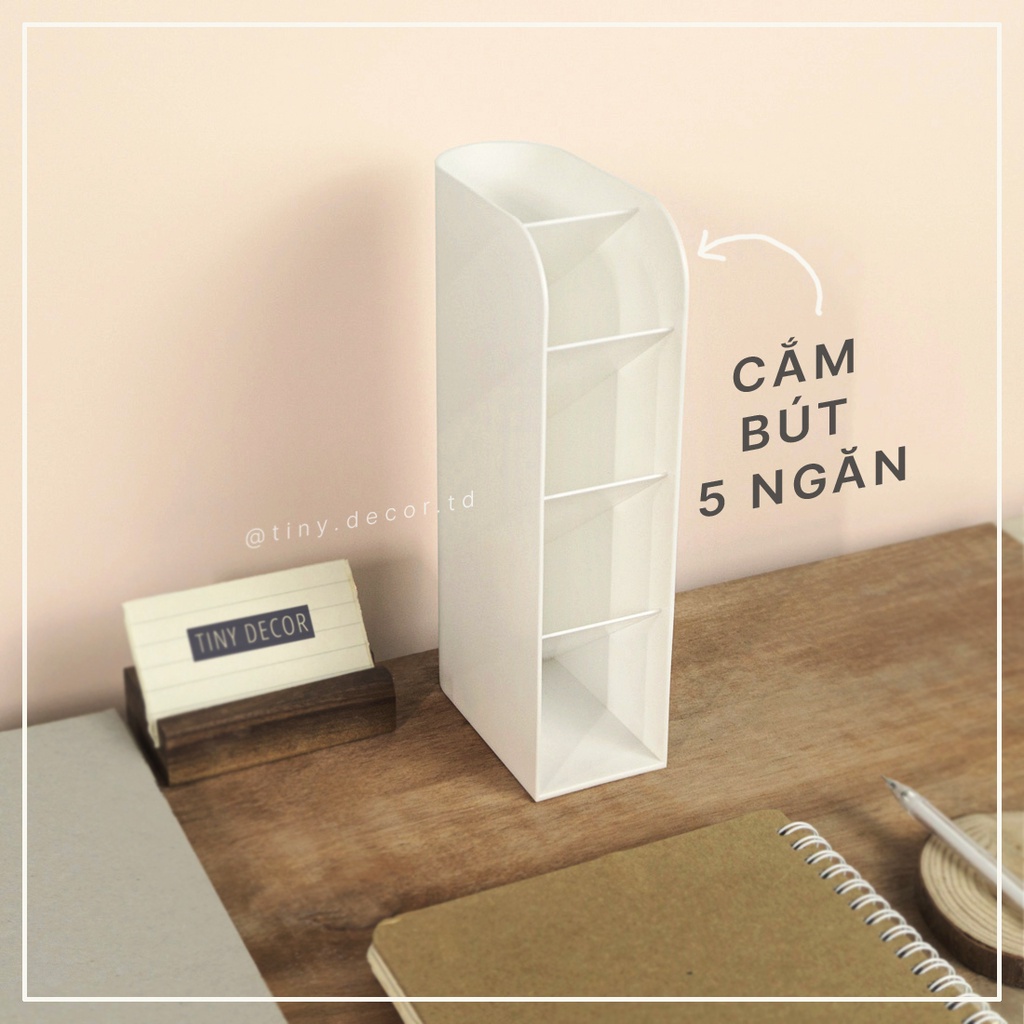 Kệ đựng bút, Ống đựng bút, 5 ngăn, Kệ trắng, Tiny Decor