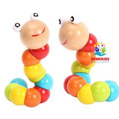 CSG - Đồ chơi con sâu gỗ và ong gỗ uốn dẻo nhiều màu sắc đáng yêu cho bé