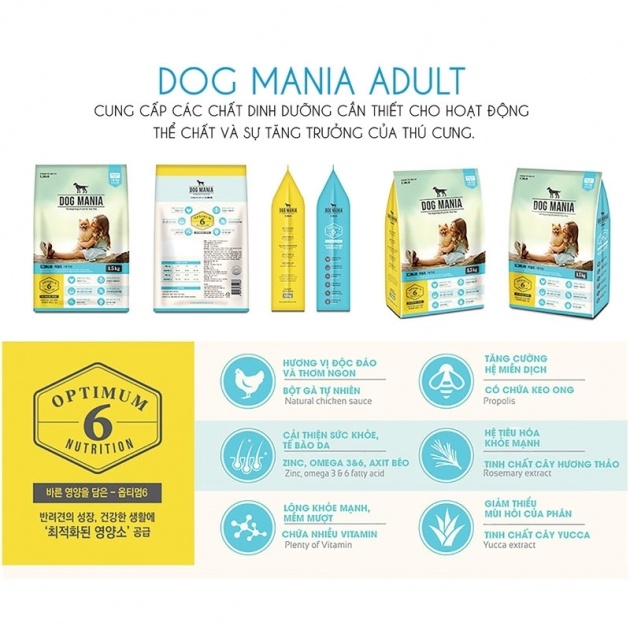 Hạt cho chó lớn Dog Mania 1.5kg 3kg, thức ăn khô cho cún trưởng thành Con Mèo Xiêm