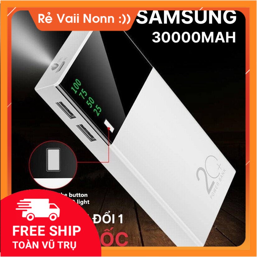 PIN SẠC DỰ PHÒNG 30000MAH HIỂN THỊ DUNG LƯỢNG PIN - SẠC CỰC NHANH CHO TẤT CẢ CÁC LOẠI ĐIỆN THOẠI |Uytin [Gương]