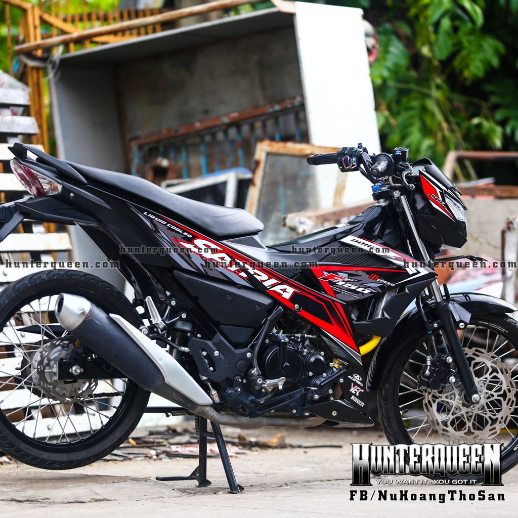 Tem rời cao cấp dán xe Satria 150 màu đen. Họa tiết lập thể đặc biệt. Decal chuẩn xịn