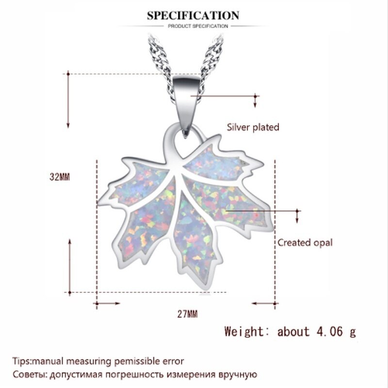 Dây Chuyền Mặt Hình Lá Đính Đá Opal Thời Trang