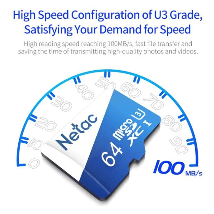 Thẻ nhớ microSDXC Netac Extreme 64GB U3 4K 100MB/s (Xanh)