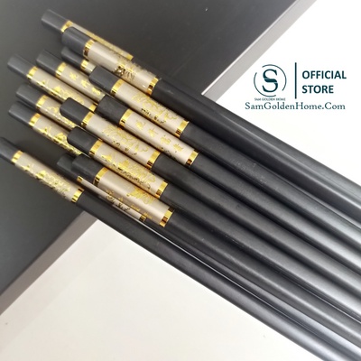 Đũa Đen Khảm Vàng Gold Kháng Khuẩn Bền Chắc Sang Trọng Đẳng Cấp Hợp Kim