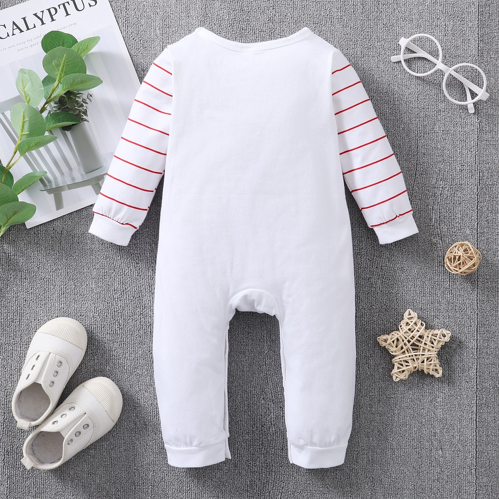 Áo liền quần MIKRDOO chất liệu cotton in họa tiết chữ &quot;I love Mummy&amp;Daddy&quot; dành cho trẻ em 0-18 tháng