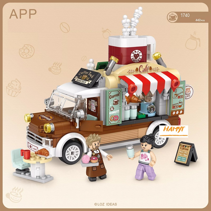 Bộ lắp ráp khối xây dựng building block mini mô hình Coffee truck 1740