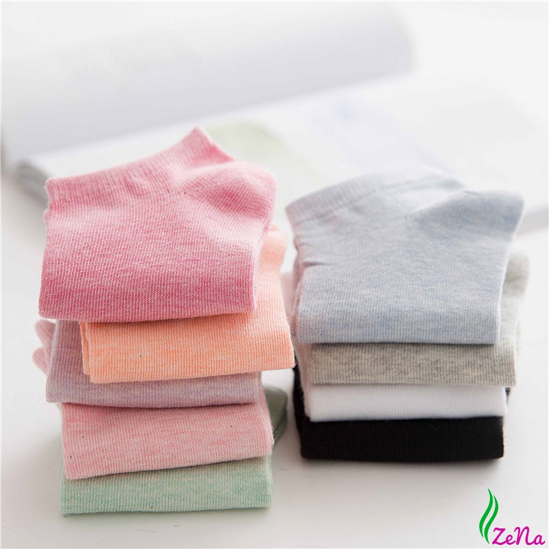 Tất Vớ Nữ Cổ Ngắn Basic Cotton Trơn Hàn Quốc Nhiều Màu Đơn Giản T02