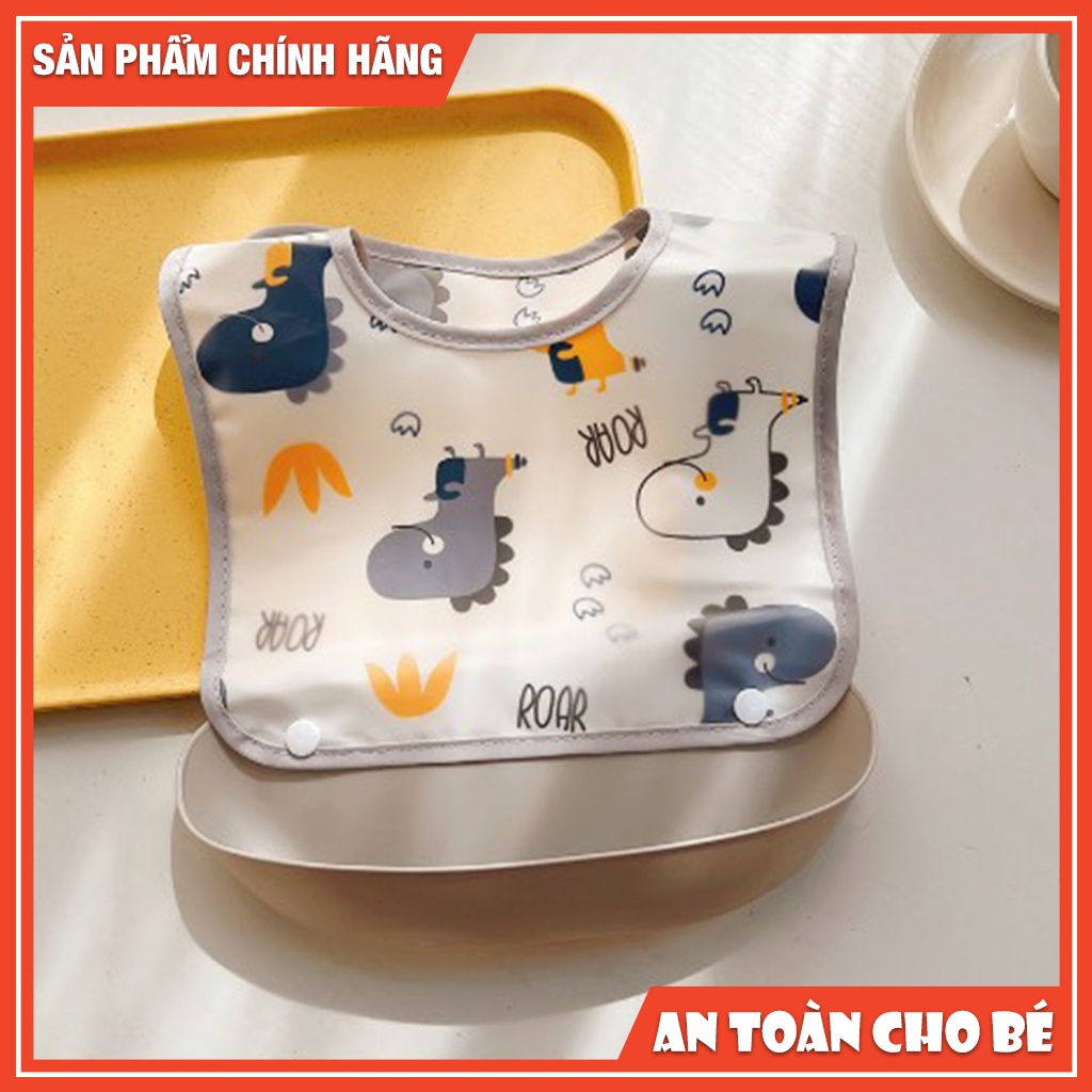Yếm ăn dặm cho bé chống thấm có gắn máng, có thể tháo rời tiện lợi
