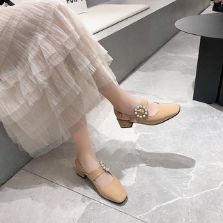 Giày sandal nữ bít mũi hở gót khóa ngọc cao cấp, giày nữ công sở gót 4 phân sang chảnh siêu cấp