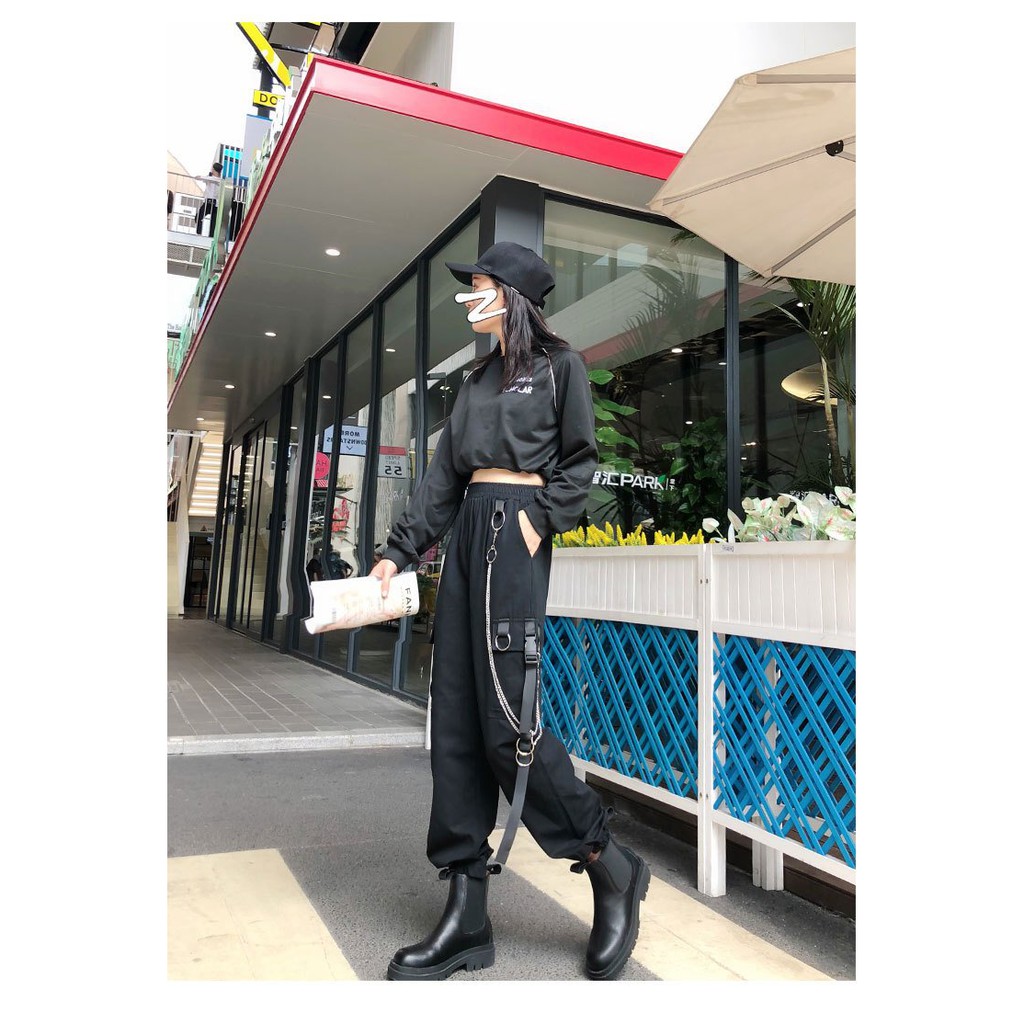 Quần kaki xích phối dây kiểu dáng jogger ống suông trẻ trung cá tính/ Quần jogger nam nữ dáng rộng unisex siêu hàn quốc | BigBuy360 - bigbuy360.vn