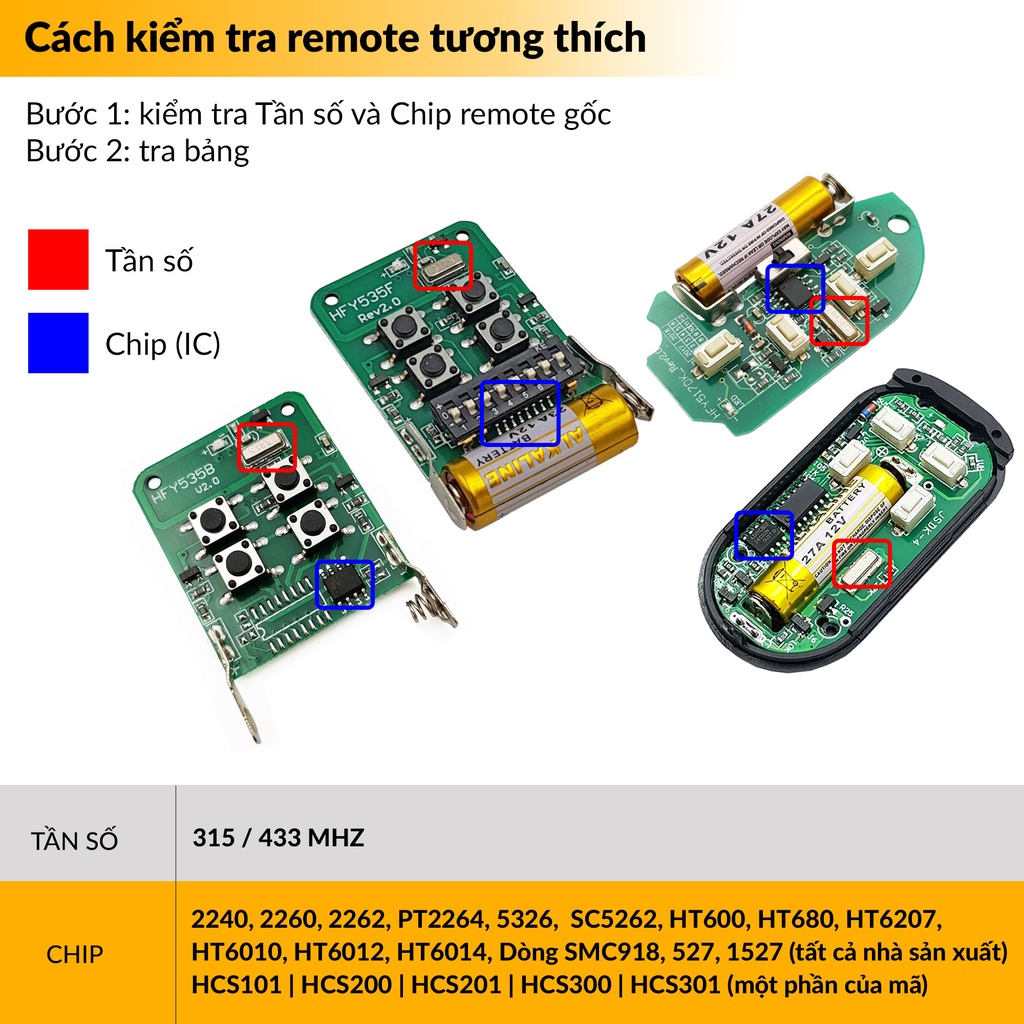 Remote copy tay, sao chép mã cố định mã hàn mã nhảy RF 433Mhz ABCD