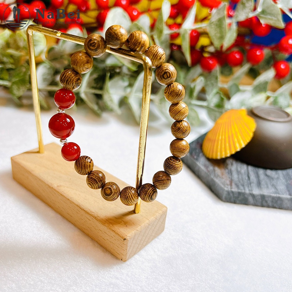 Vòng Tay Trầm Hương Mix Đá Mã Não Tự Nhiên Phù Hợp Cho Nữ Mệnh Kim, Thủy, Mộc, Hỏa, Thổ NB348 - Phong Thủy NaBei Store