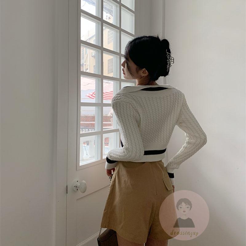 Áo Sweater Trễ Vai Tay Dài Họa Tiết Kẻ Sọc Phong Cách Pháp Thời Trang Mùa Thu Cho Nữ