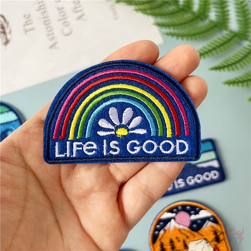 ♥ Sticker Ủi Thêu Chữ Life Is Good - Enjoy The Scene ♥ 1 Huy Hiệu Ủi Thêu Hình Hoàng Hôn 9 Kiểu