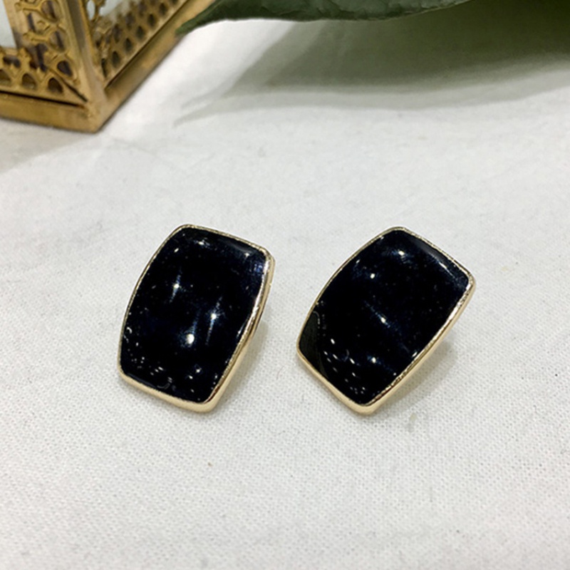 Bông Tai Mạ Bạc 925 Hình Vuông Màu Sắc Đơn Giản