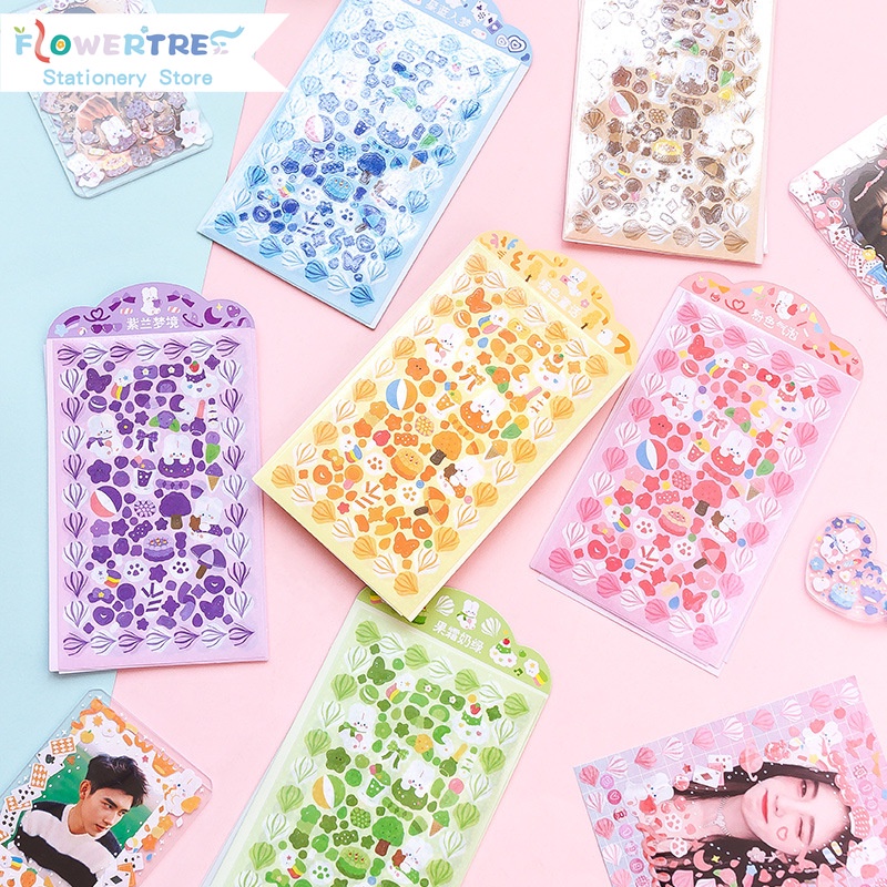 Flowertree 4 Miếng Dán Kawaii Trang Trí Sổ Lưu Niệm