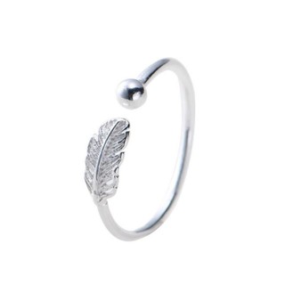 Nhẫn Bạc Nữ S99 Hình Lông Vũ Chất Liệu Bạc Ta Cao Cấp