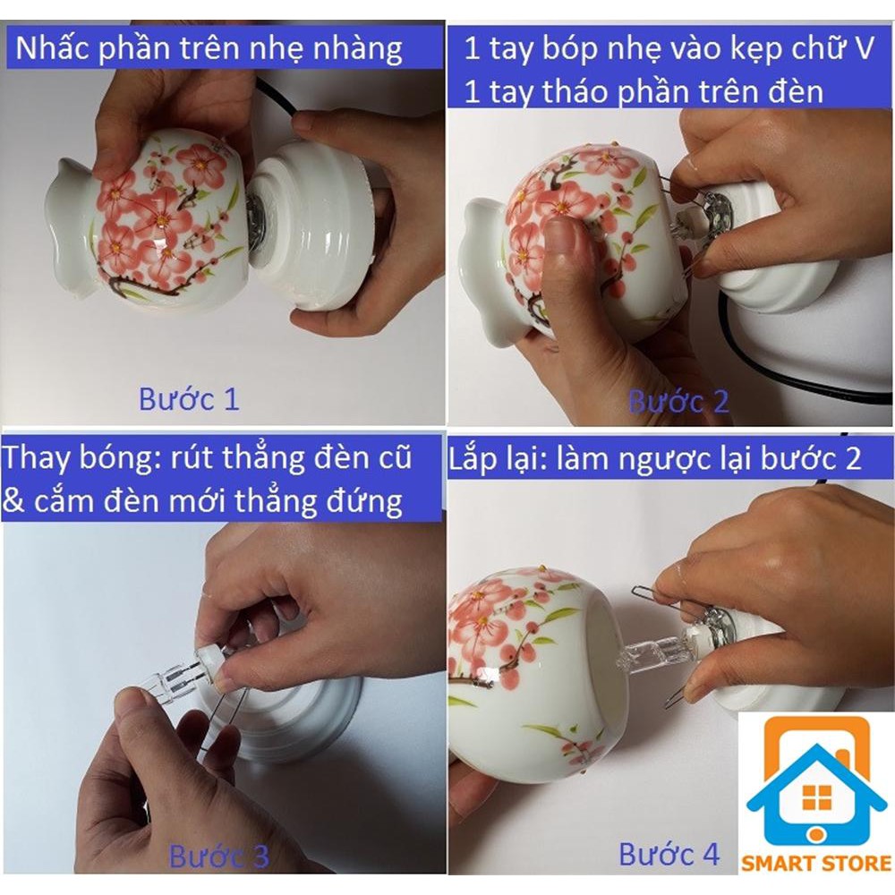 Bộ 2 Đèn xông tinh dầu ❤️Phúc+Lộc❤️Tặng Tinh dầu đèn bàn thờ trang trí đèn ngủ