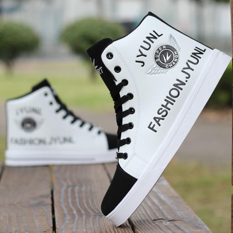 Giày cổ cao da nam - Fashion JYUNLL có 2 màu đen và trắng thời trang Sport Hà Thành