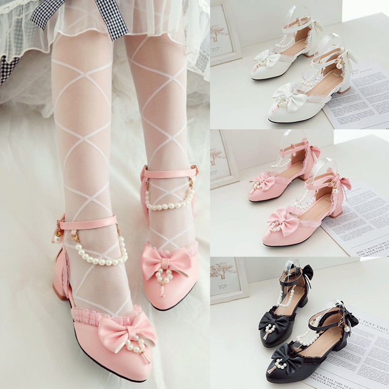 Có ảnh thật- Giày cao gót lolita công chúa ngọt ngào
