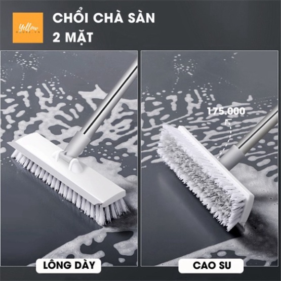 Cây lau nhà tắm, nhà vệ sinh cán dài Pulito chổi lau nhà, gạt nước 2 đầu xoay 180 độ dễ dàng điều chỉnh độ dài