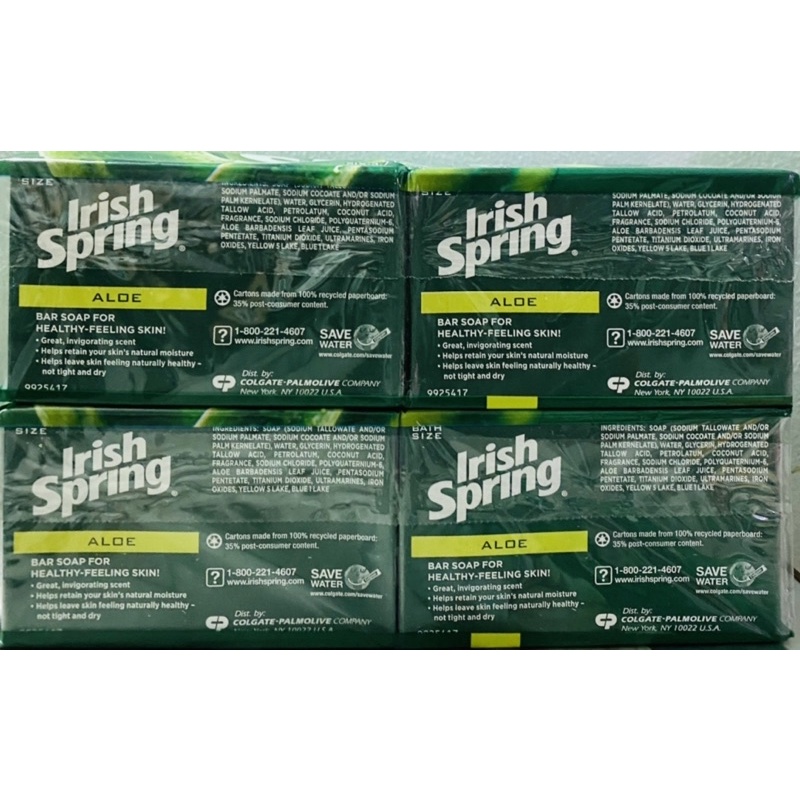 XÀ PHÒNG CỤC IRISH SPRING BAR SOAP ALOE/ MOISTURE BLAST/ DEEP ACTION SCRUB/ ORIGINAL CLEAN 4OZ