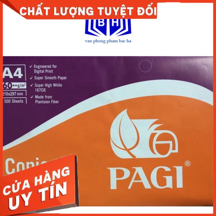 Giấy in A4 Pagi ĐL60 Giấy Đẹp Trắng Mịn Dùng Cho Văn Phòng In Ấn Photo