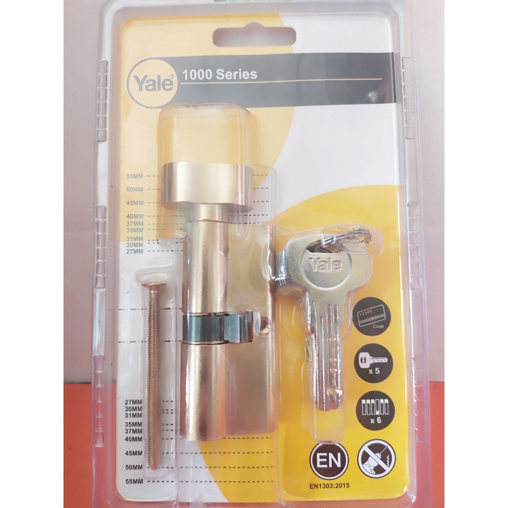 RUỘT KHÓA CAO CẤP YALE 2 ĐẦU CHÌA INOX MỜ - THƯƠNG HIỆU ASSA ABLOY - CHÌA VI TÍNH CHỐNG TRỘM