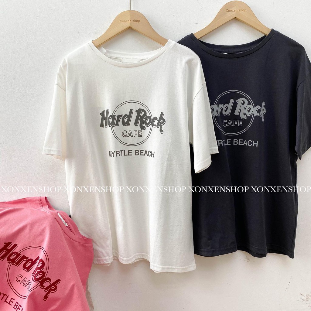 Áo thun form rộng in chữ Hard Rock, Xonxen shop chất cotton thoáng mát, mã 802383
