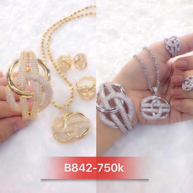 Bộ trang sức xi vàng và bạch kim cao cấp B842
