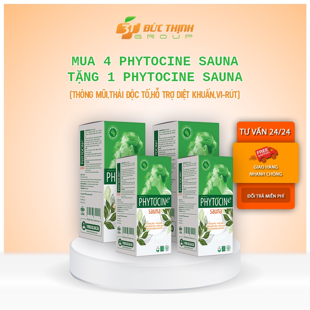 MUA 4 TẶNG 1 DUNG DỊCH XÔNG MŨI HỌNG PHYTOCINE SAUNA CHIẾT XUẤT XUYÊN TÂM LIÊN