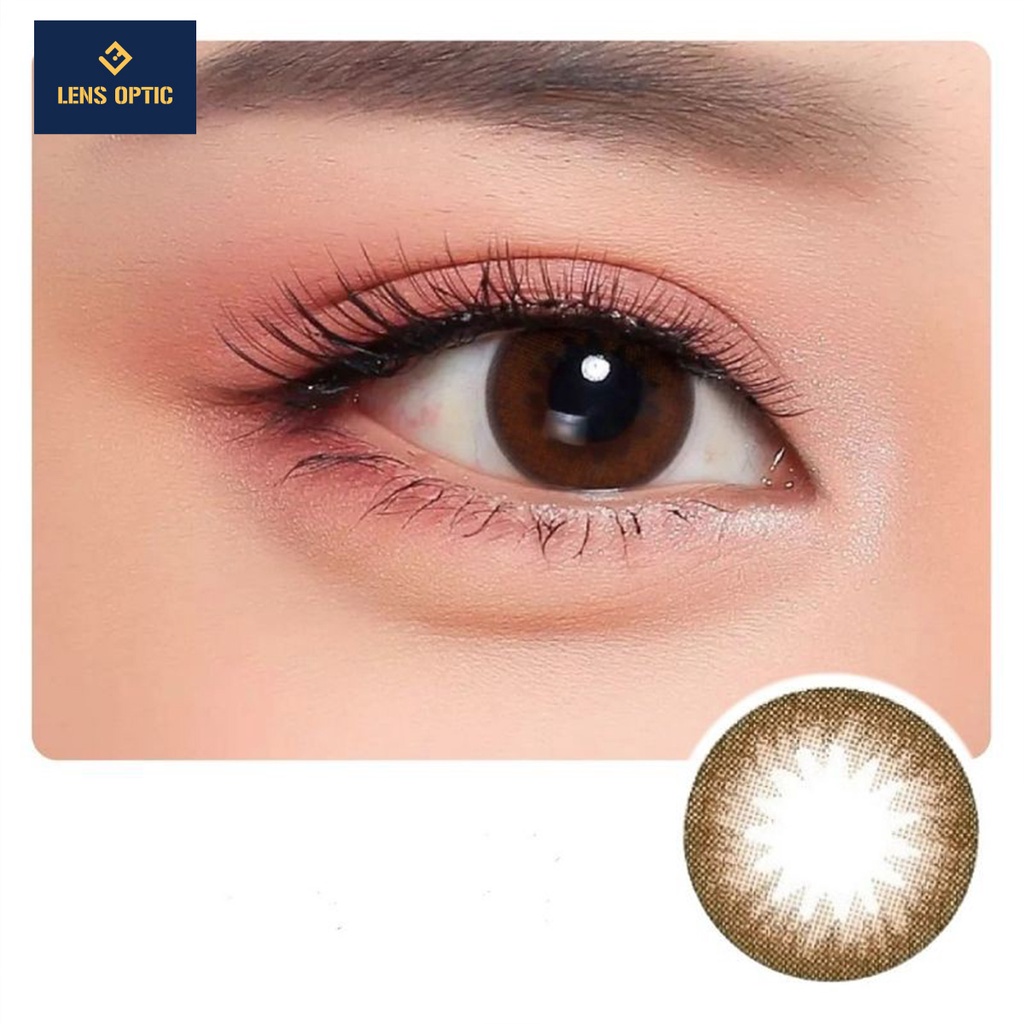 Kính áp tròng 1 ngày LENS OPTIC màu nâu Alicia Brown có độ cho mắt cận