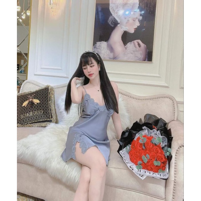 Váy ngủ lụa 2 dây Quảng châu cao cấp