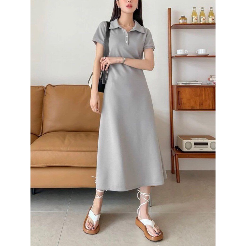 Đầm midi polo nữ chất thun