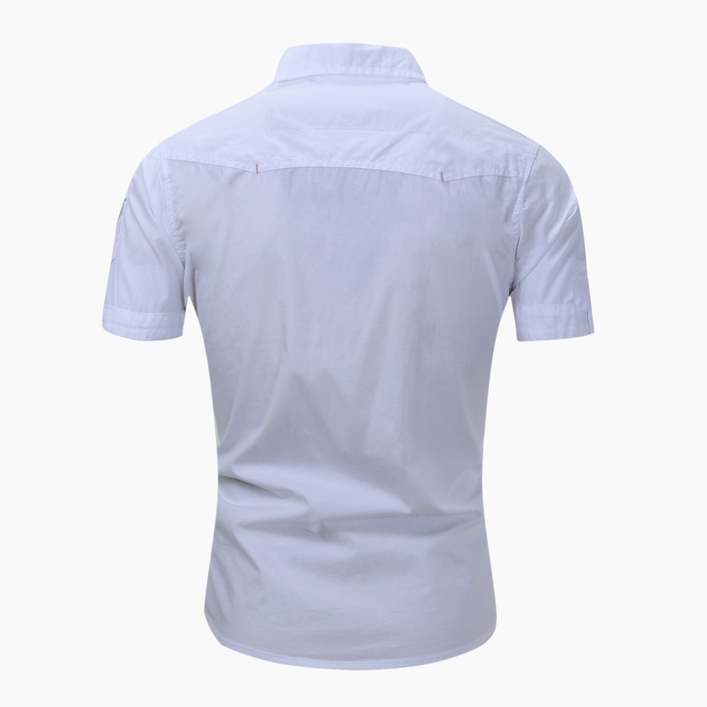Áo sơ mi, Áo sơ mi nam cộc tay, 2 túi ngực hottrend màu Đen, Trắng trẻ trung phong cách mã- H40