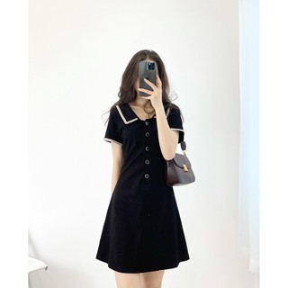 (FREESHIP) Đầm đen viền đỏ trắng 7281 ulzzang