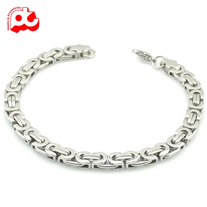 Lắc tay cao cấp titan nam đẹp sang trọng thép không gỉ kiểu ziczac PT JEWELRY màu trắng PTLTNA81