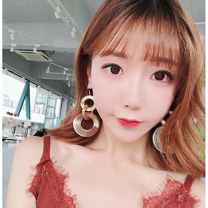 Bông tai sợi mảnh đan 3 vòng tròn chuẩn tiệc tùng BT62