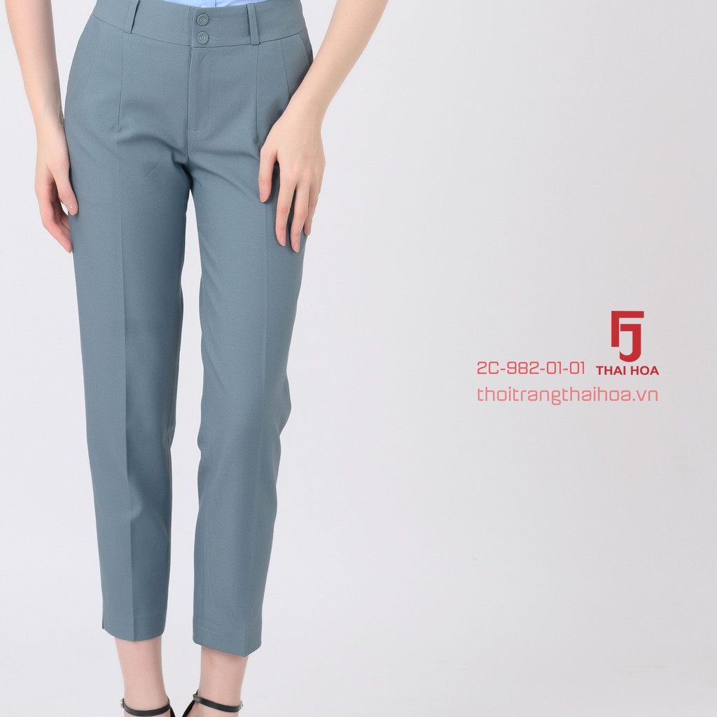 Quần tây nữ công sở bigisize màu xanh ngọc 9 tấc trơn Thái Hoà 2c982-01-01