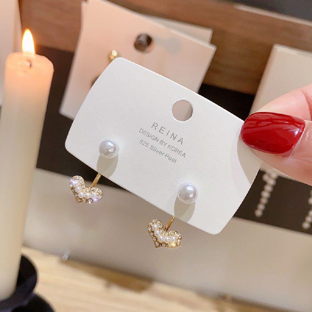 EXPEN 1 Đôi Bông Tai Hình Trái Tim Đính Đá Thời Trang