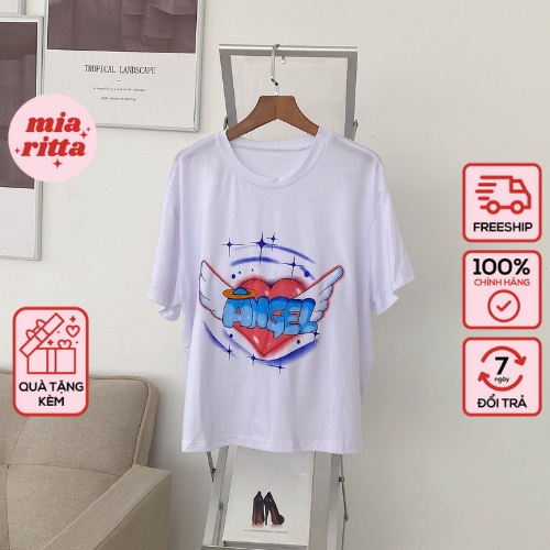 Áo phông nữ cộc tay freesize hoạ tiết Angel Mia Ritta A2090 Ảnh thật